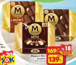 MAGNUM MİNİ ÇEŞİTLERİ 345-360 ML DONDURMA